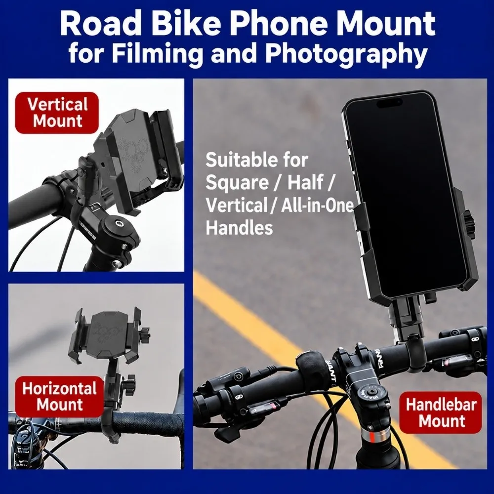 Anti-Shake Bike Phone Mount 360 Degree Adjustable Multi-angle Regulation Cycle Phone Holder Shockproof Secure