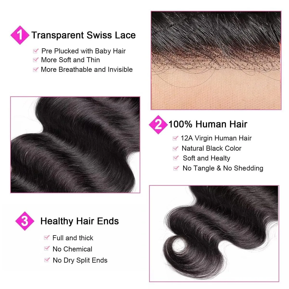 الجسم موجة 5x5 الدانتيل إغلاق الشعر البشري البرازيلي 5x5 السويسري الدانتيل الشفاف إغلاق 10-24 بوصة اللون الطبيعي للنساء السود