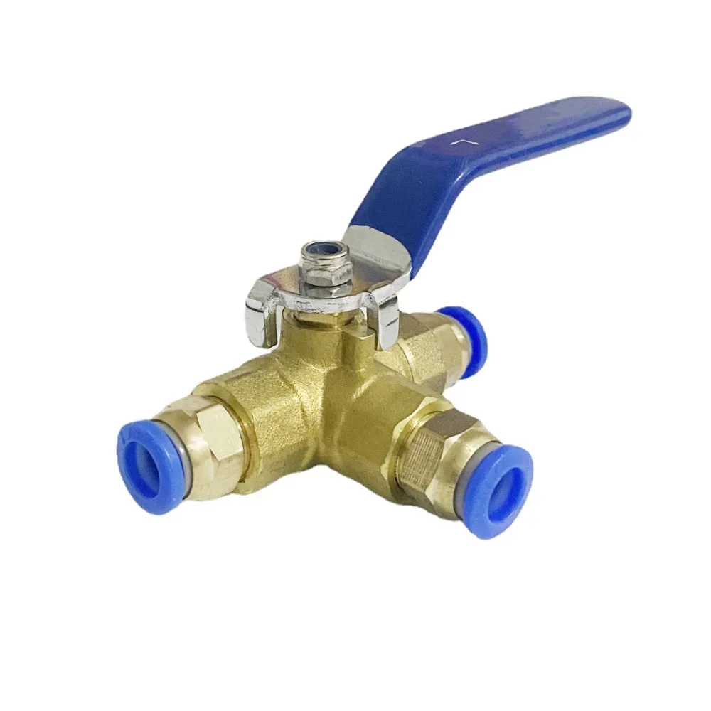 4mm 6mm 8mm 10mm 12mm 14mm 16mm Hose Barb Full Port Air Pneumatic Fitting Three Way Brass Ball Valve Quick Connector