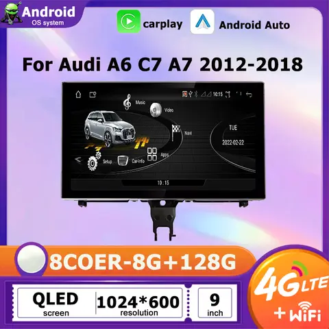 아우디 A6 C7 A7 2012-2018용 카플레이 카 멀티미디어 플레이어 안드로이드 14 터치스크린 4G 음악 스테레오 GPS 네비 자동차 라디오 아우디 A6 C7 A7 2012-2018용 카플레이 카 멀티미디어 플레이어 안드로이드 14 터치스크린 4G 음악 스테레오 GPS 네비 자동차 라디오