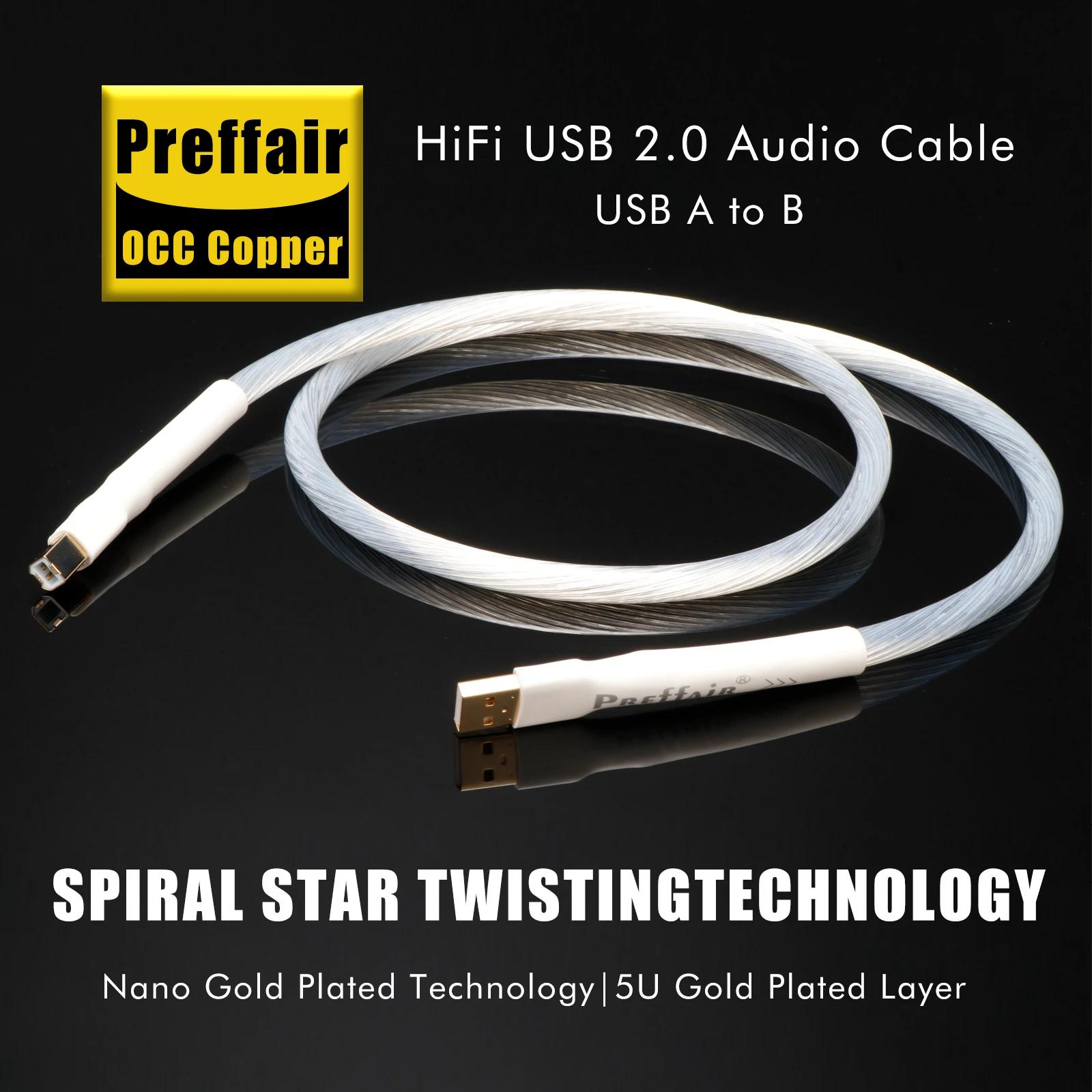 

USB 2.0 B to A Printer Cable Male to Male OCC Silver Plated Scanner Cord High Speed Transmission Data Printer Cord for HP DAC CD