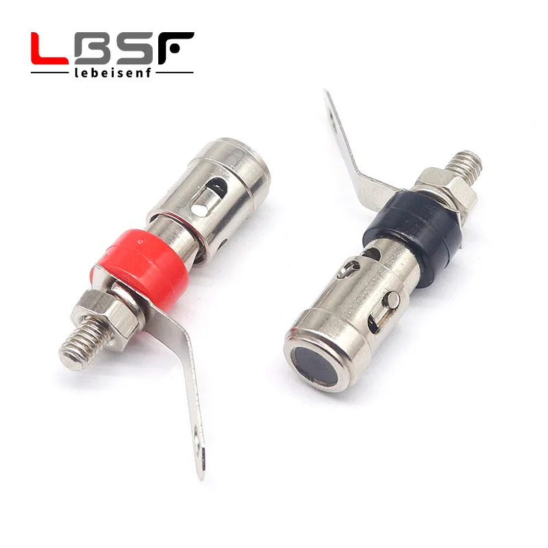 2pcs/1pairs Nickel-plated push-type small spring terminal speaker amplifier Spring self-locking socket push-type terminal