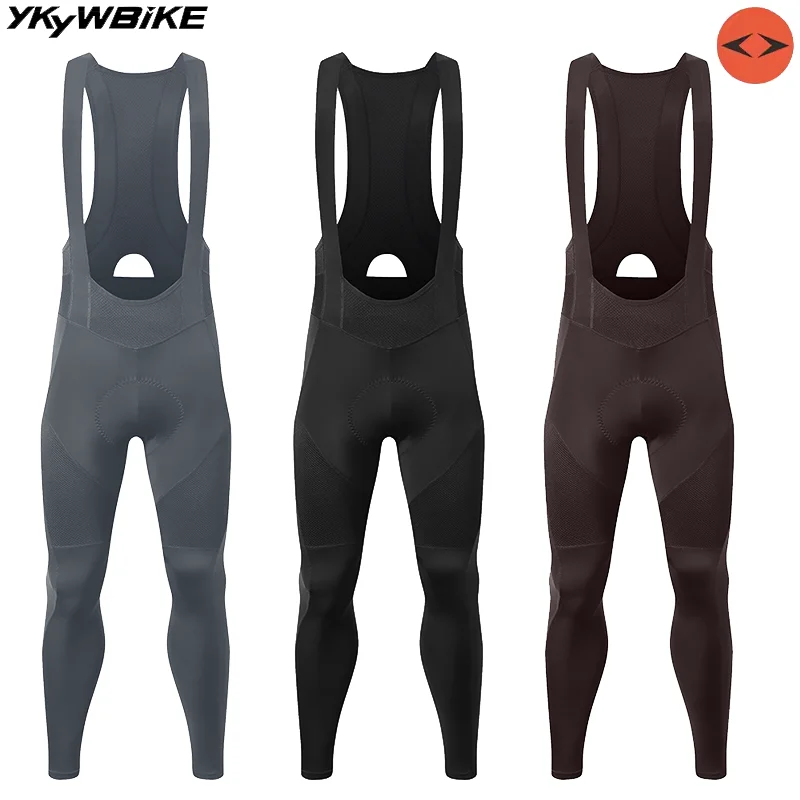 YKYWBIKE Men's Cycling Bib Pants 2 Pockets Italy Interface 7 Hour Padding Bicycle Bib Tights  Road Bike Riding Bib Long Trousers