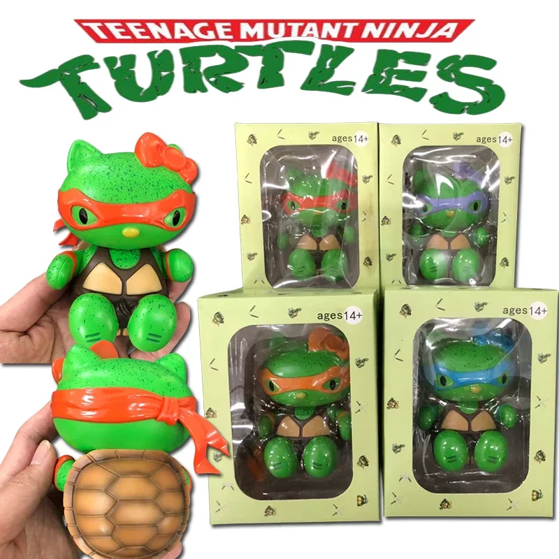 TMNT-Muñeca de plástico suave con armas, modelo de mano de Tortugas Ninja Mutantes adolescentes, Leonardo Raphael, juguete periférico de Anime