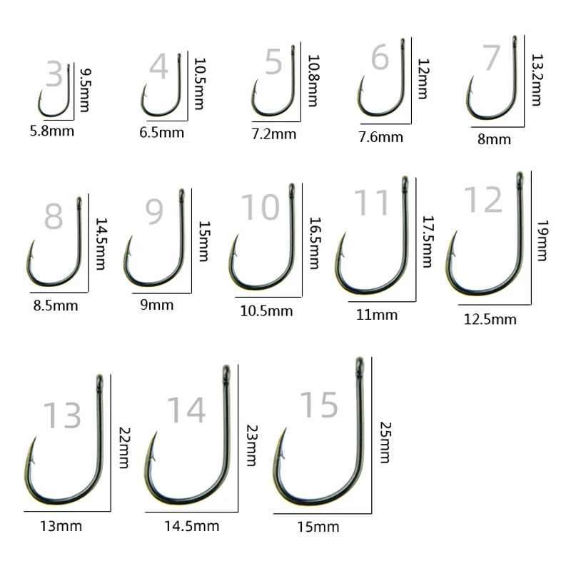 100Pcs High Carbon Steel Fishing Hooks  3 # -12 # Set in Fly Fishing hook Jig Barbed Wire With Hole For Fishing Accessory Pesca