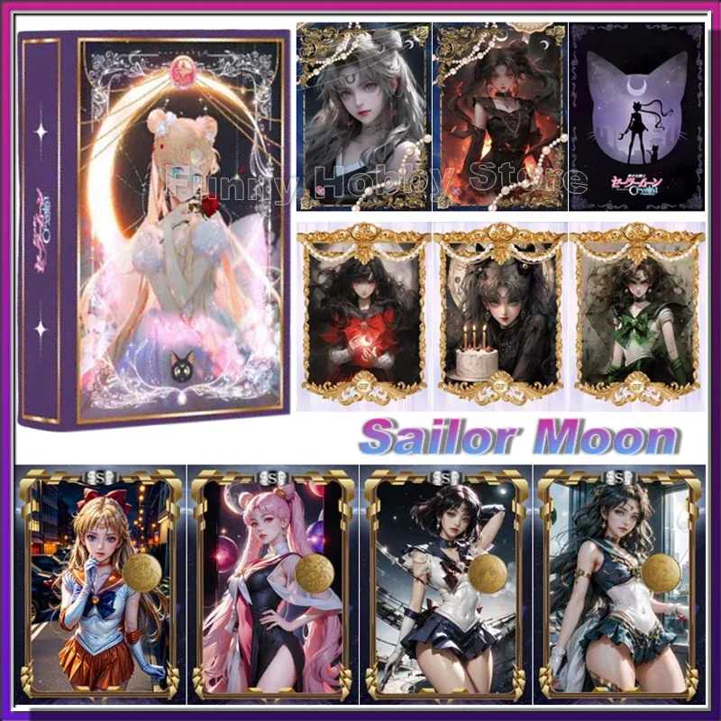 Sailor Moon-tarjeta de cristal de Anime para chica bonita, tarjeta de Anime, Tsukino Usagi, princesa serenidad, Colección, Waifu, regalo de belleza,