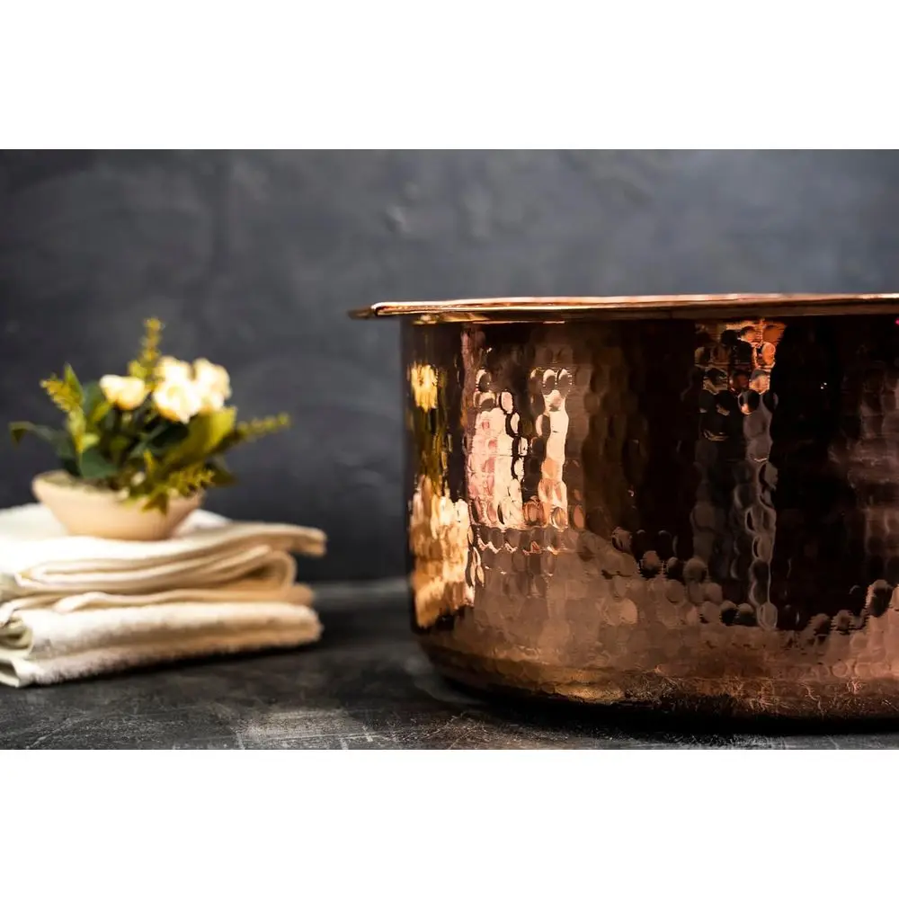 Fuß-Spa-Becken aus massivem Kupfer mit abnehmbarem Sockel – großes Entspannungsbecken für Spa und Pediküre (10–20)
