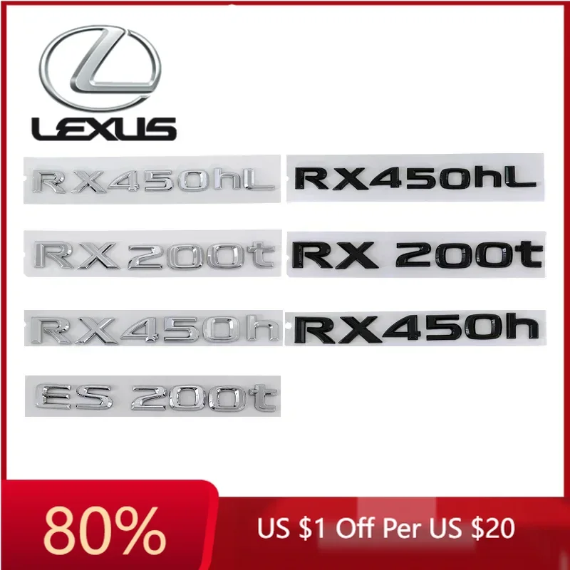 

2026 Hot Interior Stickers ABS Car Stickers For Lexus RX450hL RX200t RX450h ES200t Letter Logo Fender Side Body Rear Trunk Emble