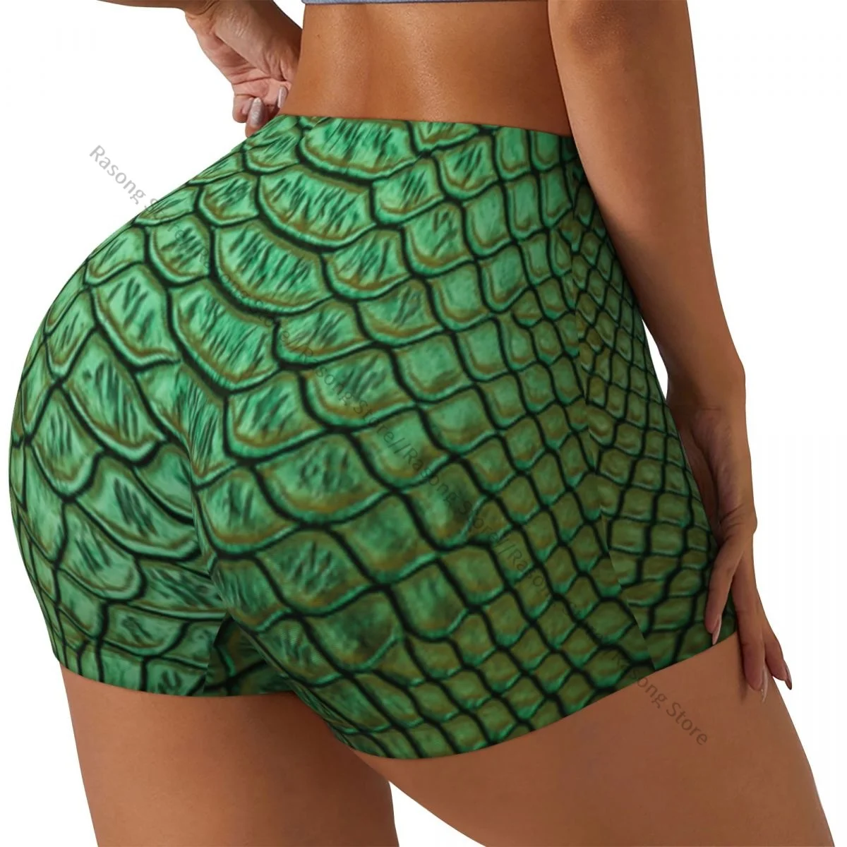 Spandex Yoga Shorts for Women Snake Skin Background Workout Booty Shorts