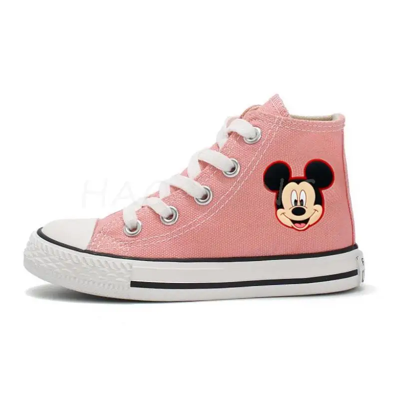 Children\'s High-top Canvas Shoes Girls Mickey Mouse princess canvas shoes children sneaker Cartoon soft casual shoes Size 20-38