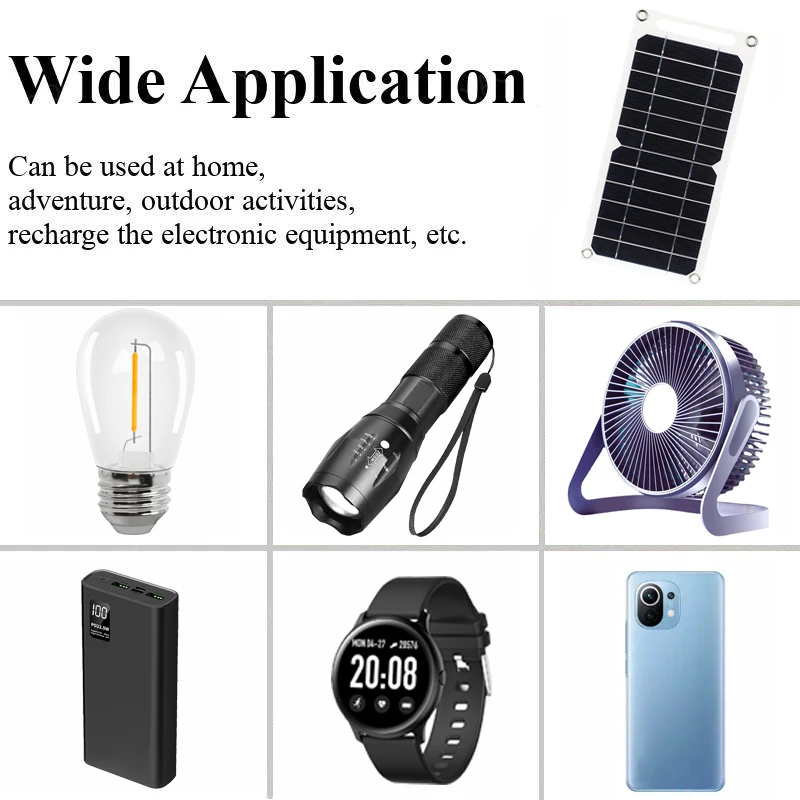 30W Solar Panel With Waterproof Outdoor Hiking And Camping Portable Battery Mobile Phone Charging Bank Charging Panel 6.8V USB