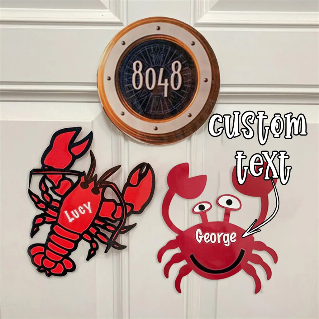 1pc Custom Text Lobster Crab Cruise Ship Door Magnet Decoration Personalized Holiday Birthday Gift Custom Refrigerator Magnet