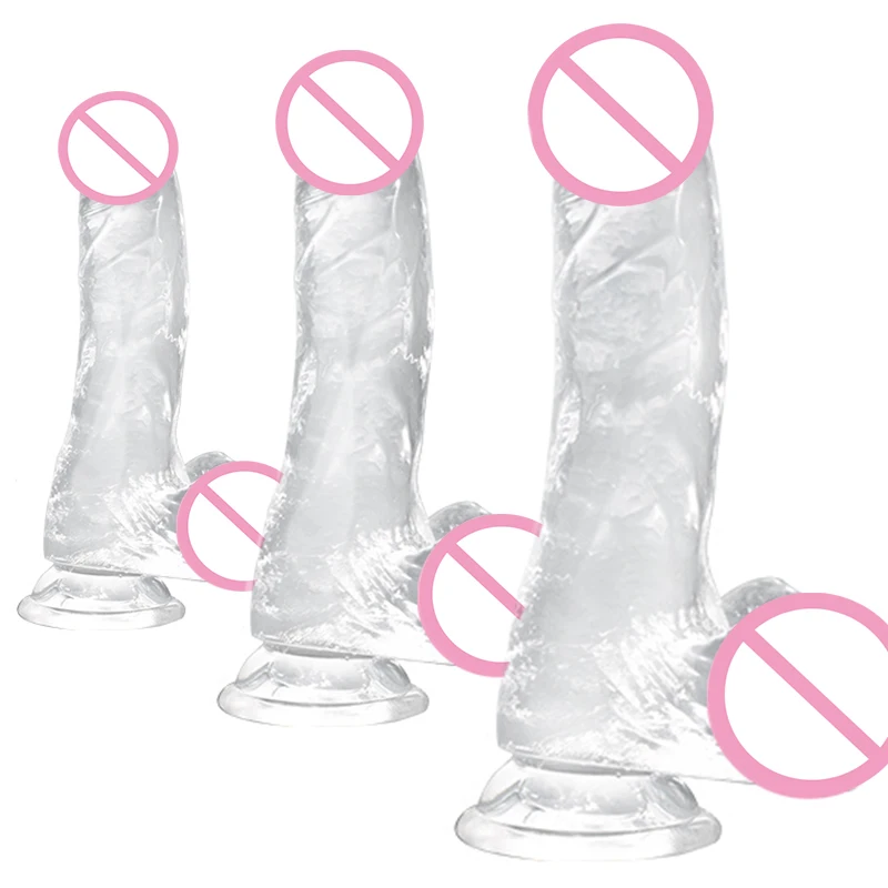 3 Size Realistic Soft Jelly Dildo Suction Cup Penis Transparent Big Dick Female Masturbator Clitoral Stimulator Lesbian Sex Toys