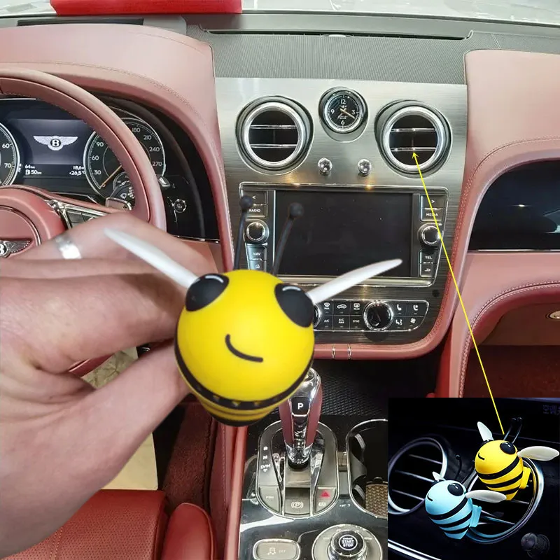 Cute Bee Car Air Freshener Auto Perfume Diffuser Air Vent Clip Cartoon Little Bee Decoration Automobiles Interior Accessories