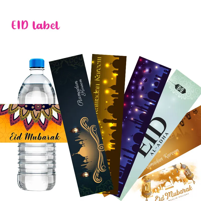 10 pz, Eid Mubarak etichette per bottiglie d\'acqua Ramadan Kareem adesivi decorativi musulmani islamici festa festa Candy Bar Wrapper adesivi