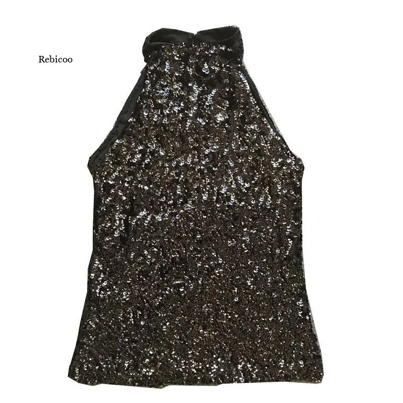 The New 2021 Sequins Glittering Collar Sundress Packet Buttock Sexy Cultivate One's Morality Show Thin Render Dress Sleeveless