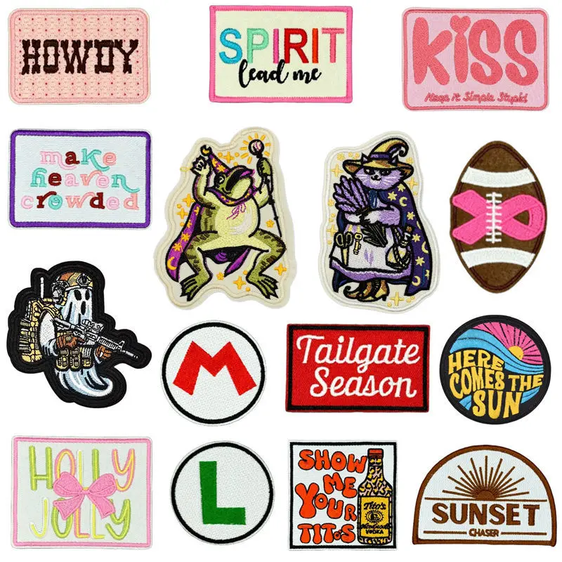 

Frog Cat English Letters Rectangle Iron-on Sew Embroidery Badge Patches DIY T-shirt Hat Backpack Clothing Appliques Sticker