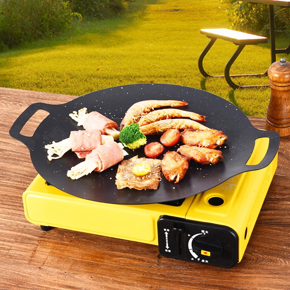 Camping-Grilltablett mit Doppelgriff, Mehrzweck-Grillsteakpfanne für die Küche zu Hause, tragbare antihaftbeschichtete Bratpfannen