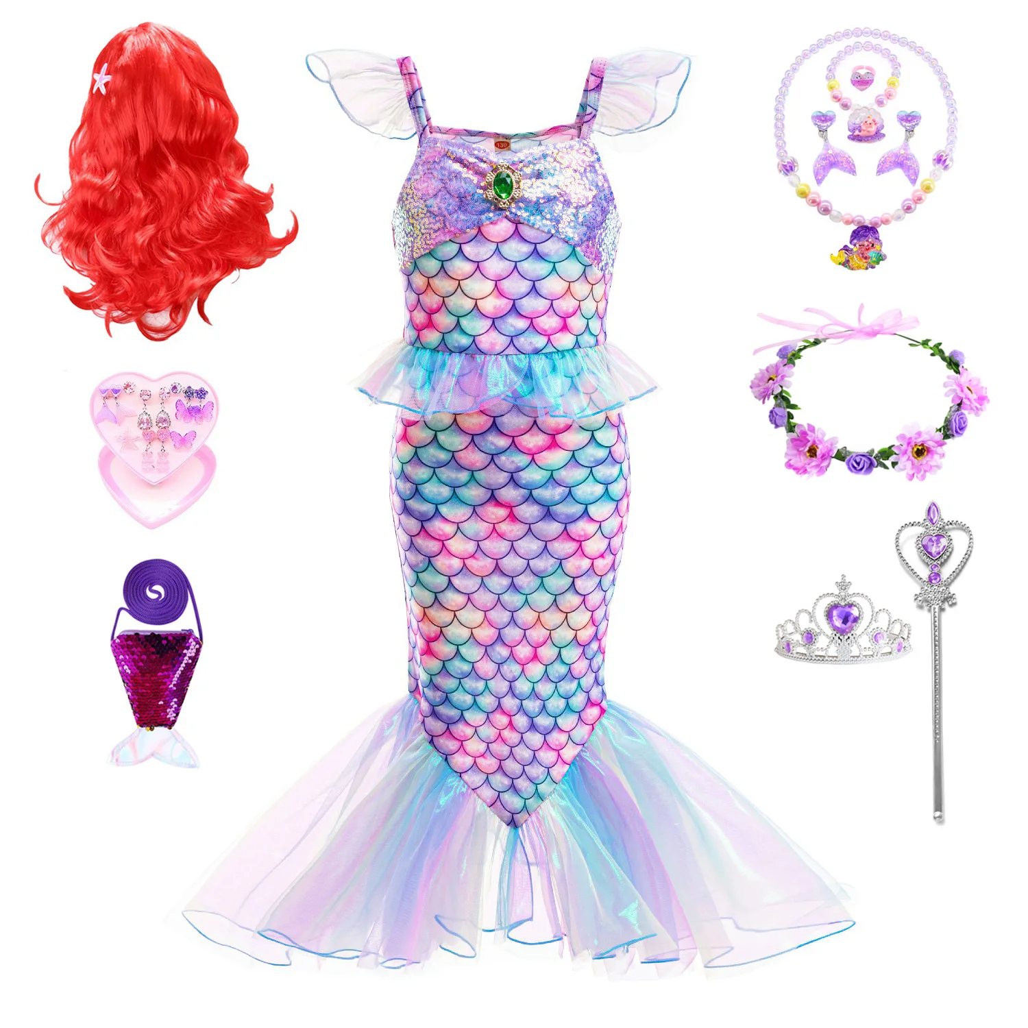 

Mermaid Cosplay Dresses for Girls Halloween Costume Dress Accessories Carnival Party Clothes Birthday Party Princess Dresses