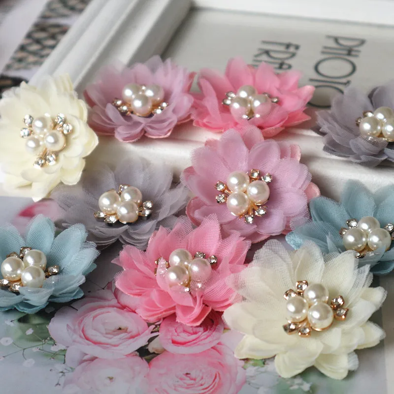 10PCS/Lot 5CM Handmade DIY Fabric Flowers Hair Accessories Garment Shoes Hats Decoration