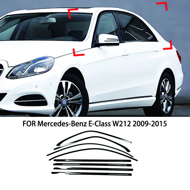 

Подходит для Mercedes-Benz E-Class W212 2009-2015, нержавеющая сталь, черный хром, внешняя полоса для литья окон, накладка на порог, боковая крышка