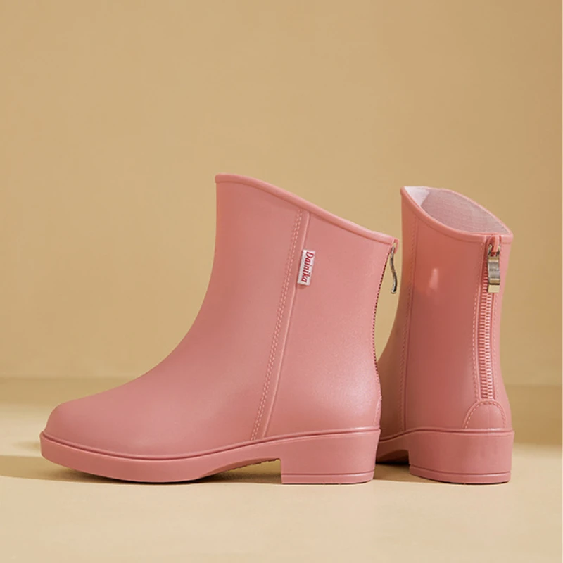 Botas femininas de borracha para tornozelo sapatos de chuva impermeáveis galochas impermeáveis para trabalho de jardim botas de pesca antiderrapantes à prova de óleo sapato de cozinha