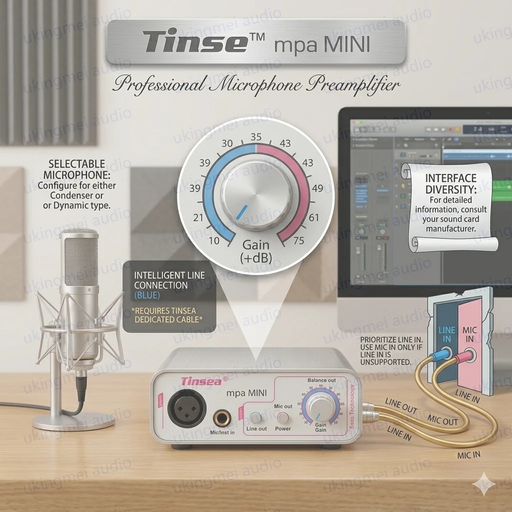 

Microphone Preamplifier with High Gain Booster 75dB Vocal Clarity Enhancer for SM58 Dynamic Mic Compatible with Studio Recording