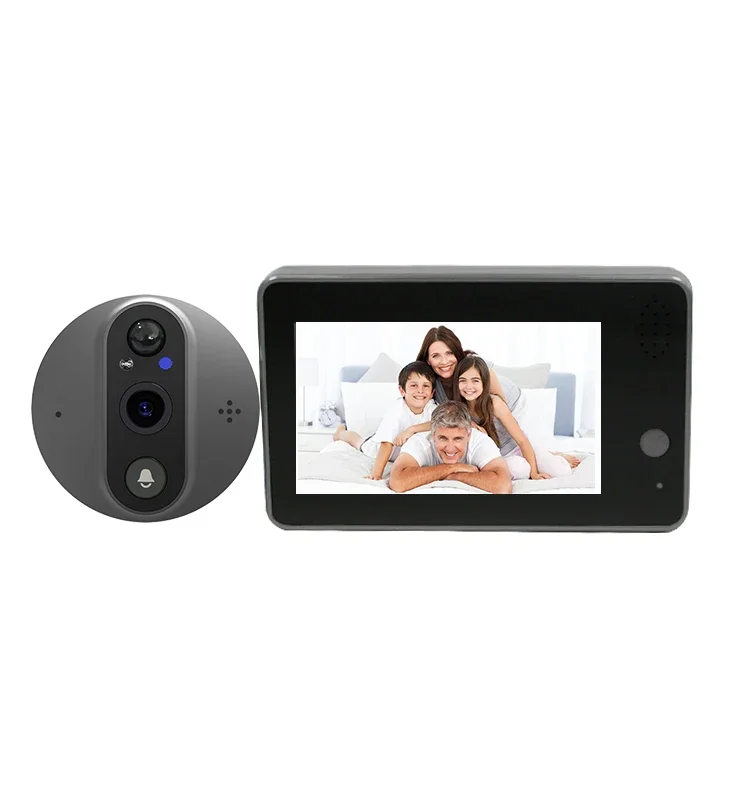 Câmera Peephole Remota, Campainha, Olho de Gato, Tuya Smart Visual, 4,3 "Display, Wi-Fi, Imagem HD 1080P, ED-500PA