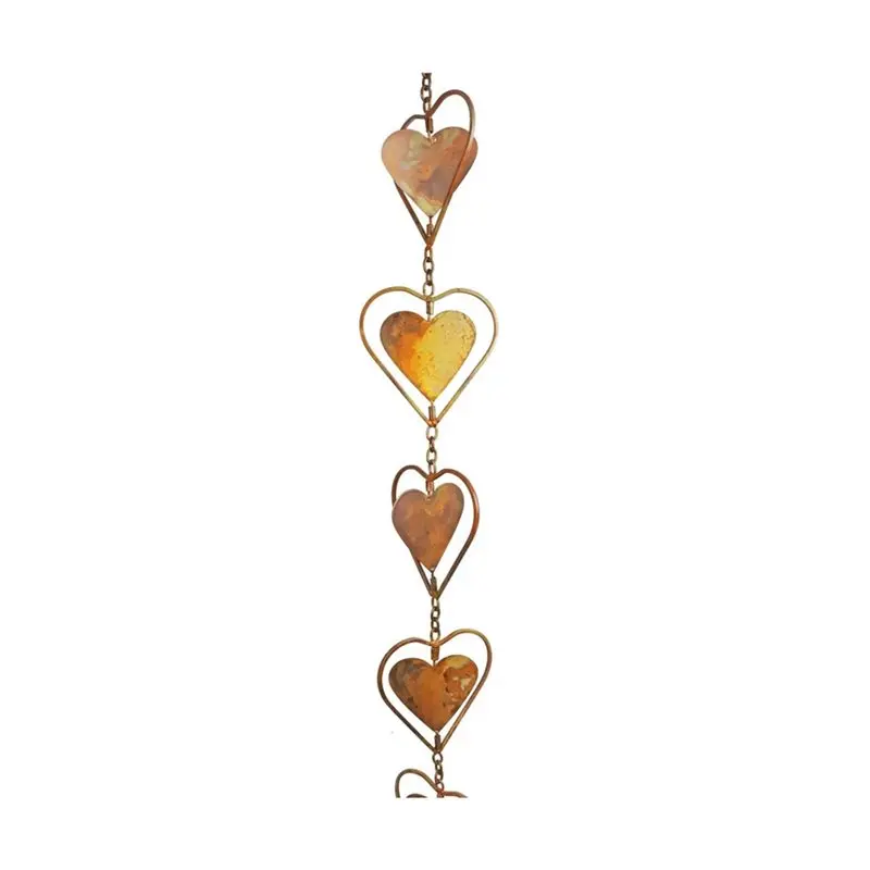 2X Steel Leaf Rain Chain, Garden Gift For Mom, Gutters, Rain Catcher For Downspout With Adapter, Thick Flower Cups E-A27R