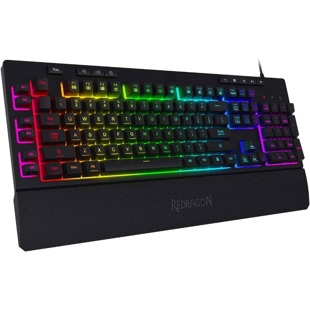 RGB Backlit Gaming Keyboard with Multimedia Keys, Linear Mechanical-Feel Switches, and Detachable Wrist Rest