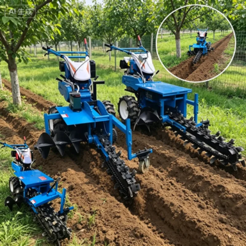 Handheld Chain Trencher Machine with 100cm Max Trench Depth, Trench Digging Machine for Municipal Utility Pipeline Construction
