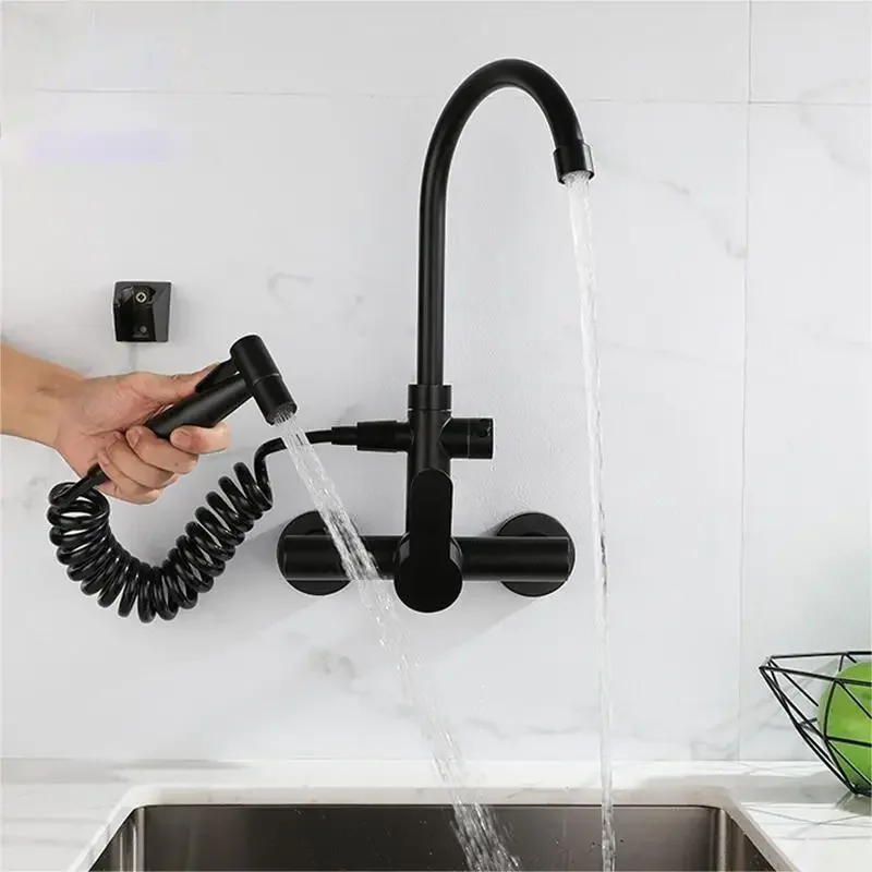 Charming Wall - Mounted Kitchen Faucets For Kitchen, Double Commercial & Mixer Wall Mounted Commercial Kitchen Faucet