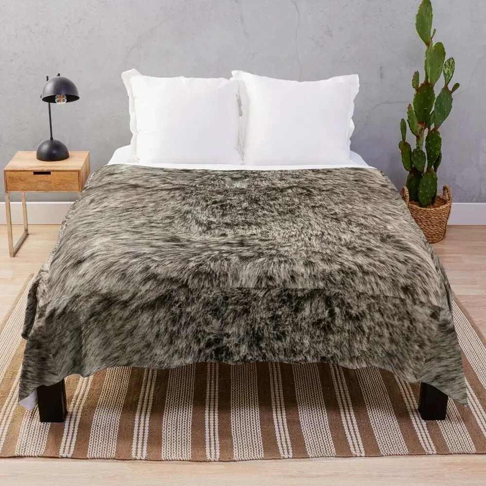 

Faux Fur Texture Throw Blanket Cozy Light Blanket for Travel Camping Picnic