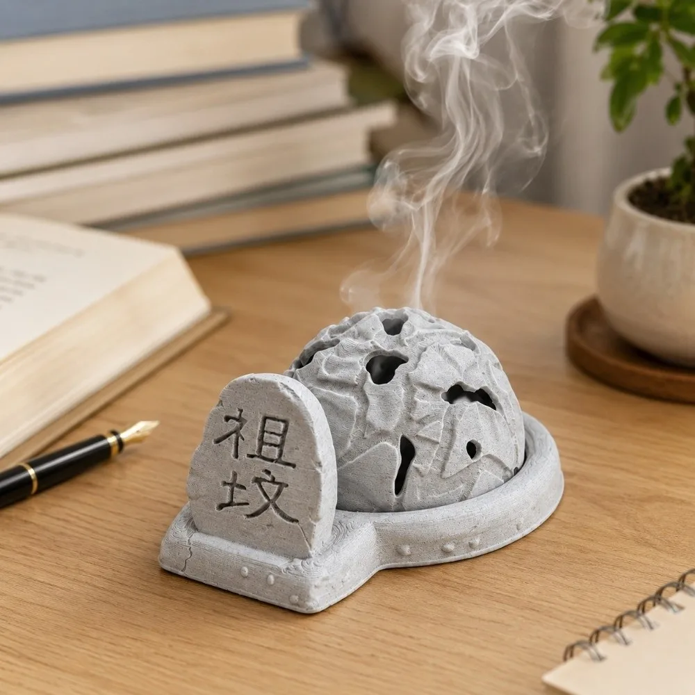 3D Print Ancestor Tomb Cone Incense Burner Novelty Chinese Tombstone Backflow Incense Burner Funny Plastic Tea Table Censer