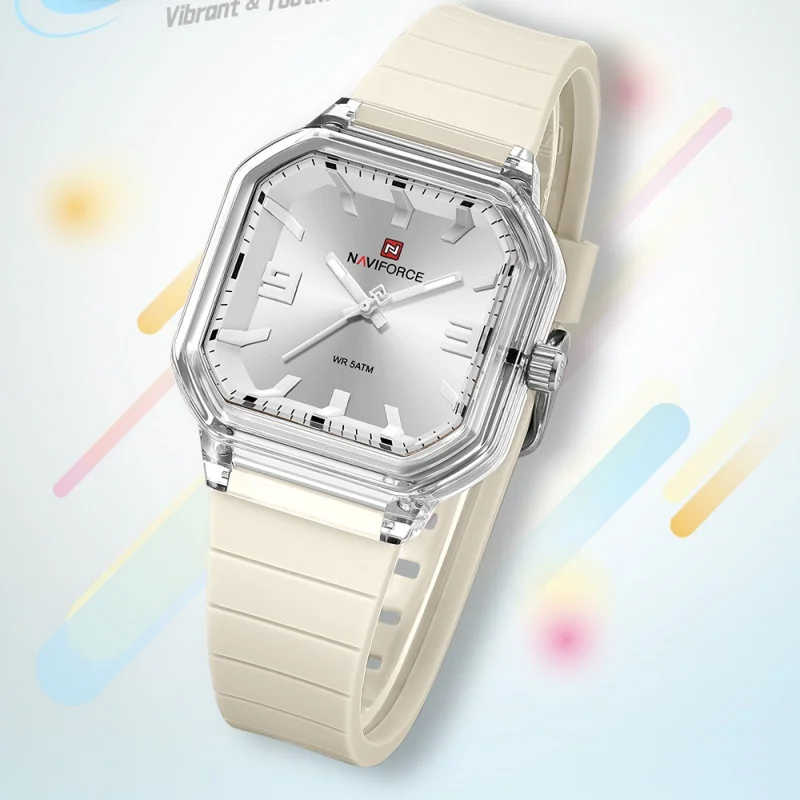 

NAVIFORCE Women's Quartz Watch Silicone Strap Luminous Pointer Display Acrylic Watch Mirror High Quality Fashion Simple Watch