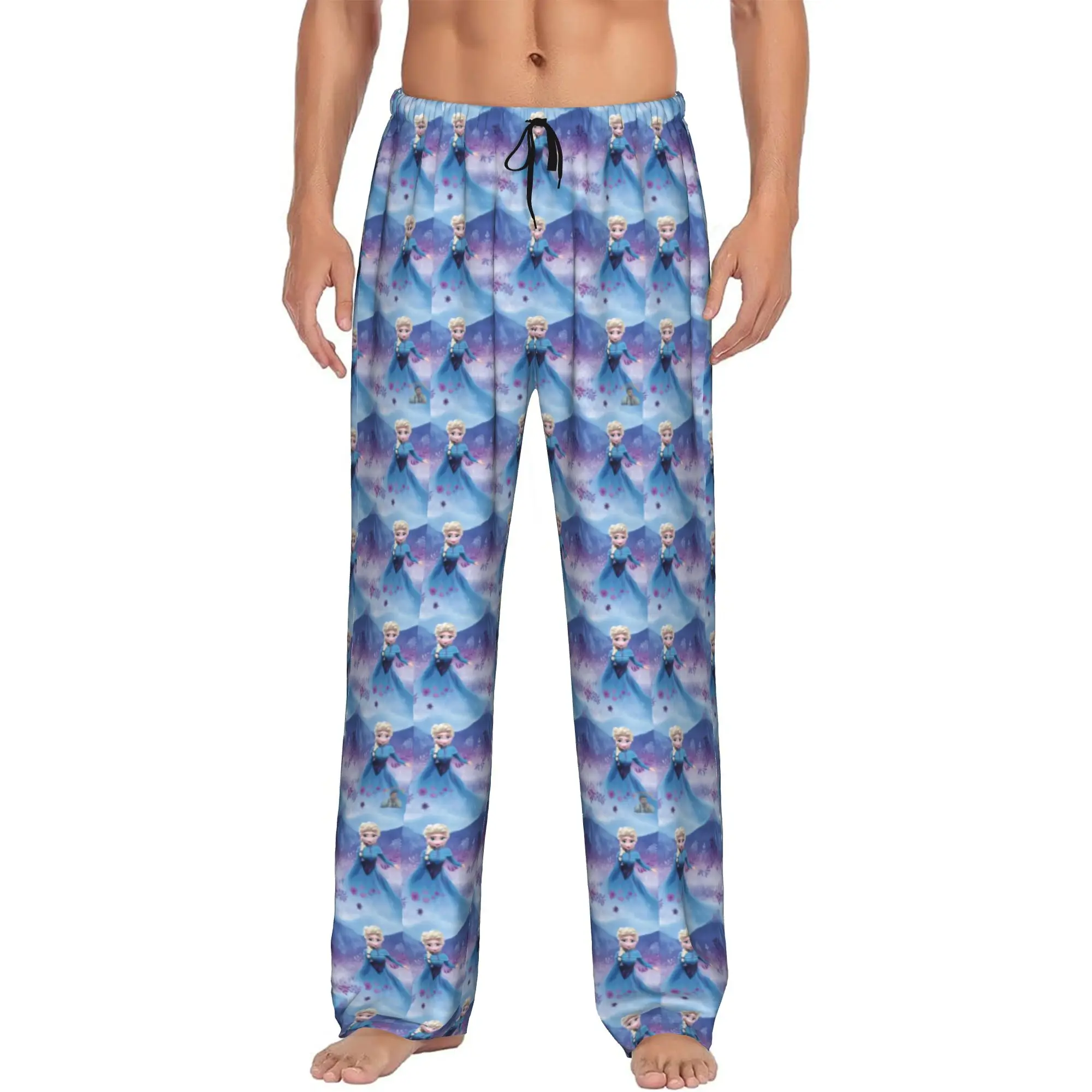 

Custom F-Frozen Cartoon Pajama Pants for Men Lounge Sleep Stretch Sleepwear Bottoms with Pockets