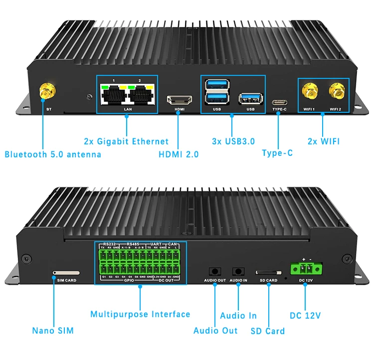 4K/8K HD Mini Android WiFi-6 AI-Driven Digital Signage Media Player Box with Built-In CMS and Metal Case for LCD Displays
