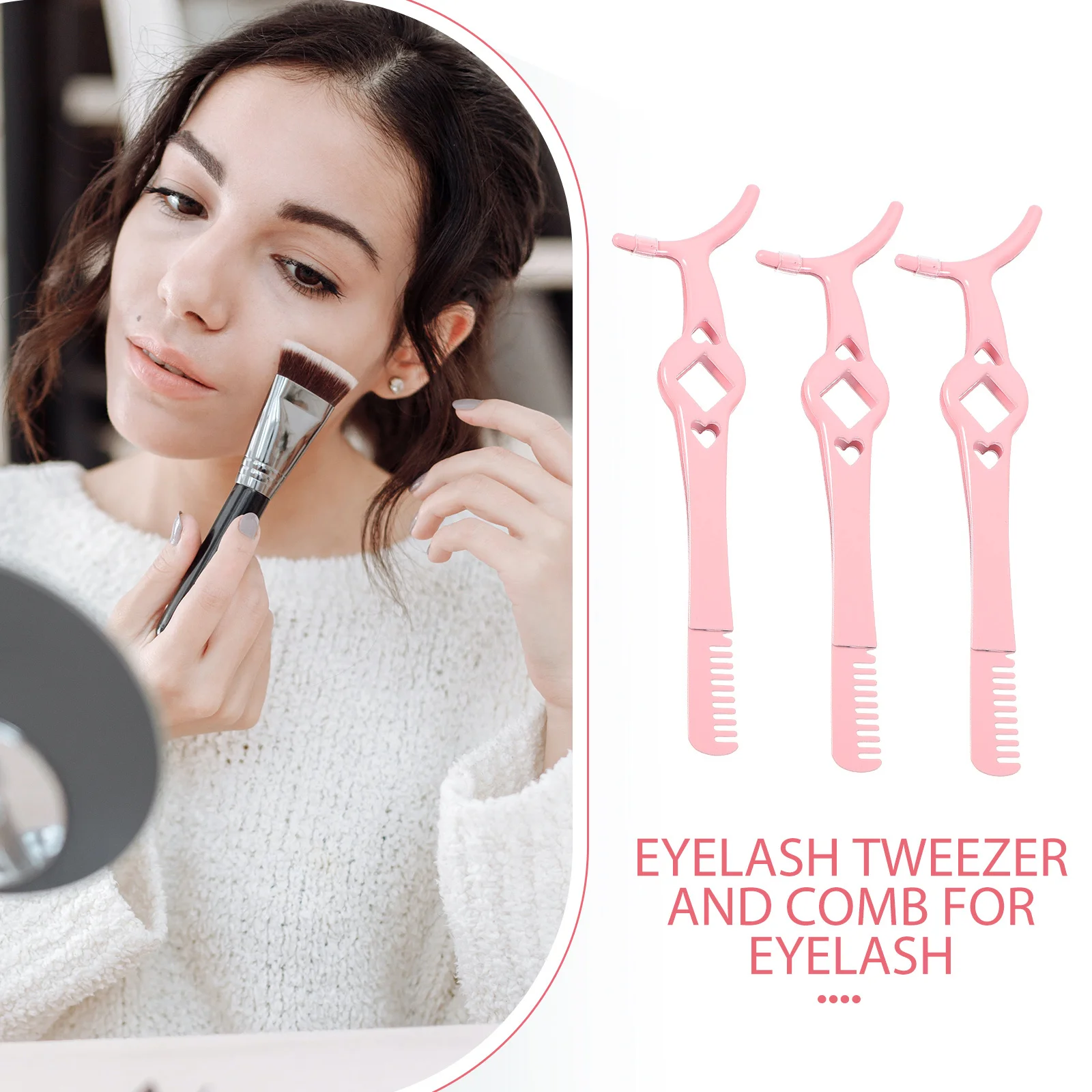 

3pcs Eyelash Tweezers Clamp Stainless Steel Multifunctional Applicator Tool Compact False Kit For Women Lash