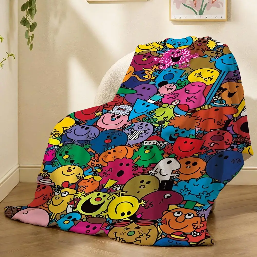Mr M-Men Little M-Miss Throw Soft Flannel Throw Blanket, Lightweight Breathable Summer Nap Blanket For Home Travel Cozy Decor