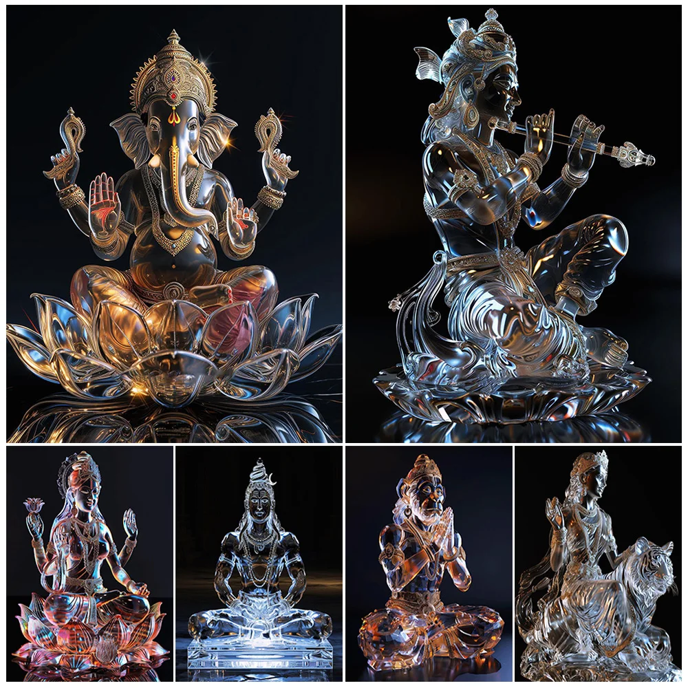 Indische Religion Ganesha Buddha Brahma Vishnu Shiva Poster Wandbilder für Wohnzimmer Wandkunst Leinwand Malerei ungerahmt