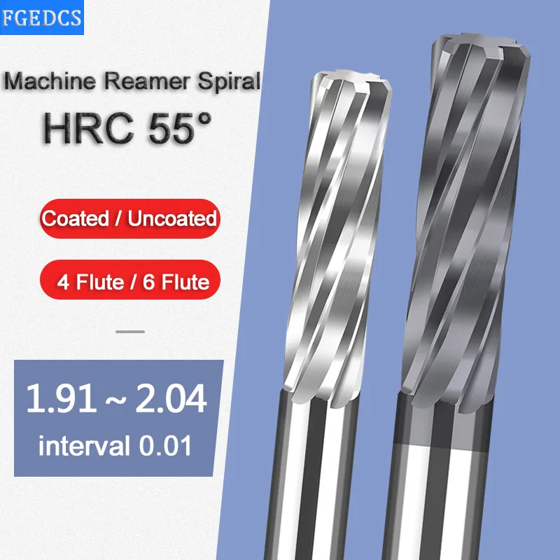 Máquina de Carboneto Reamer Espiral 2.1 2.3 2.4 2.5 2.6 2.7 2.9 Cortador de Metal Flautas Cnc Chucking Reamer Ferramentas Corte Aço Revestido