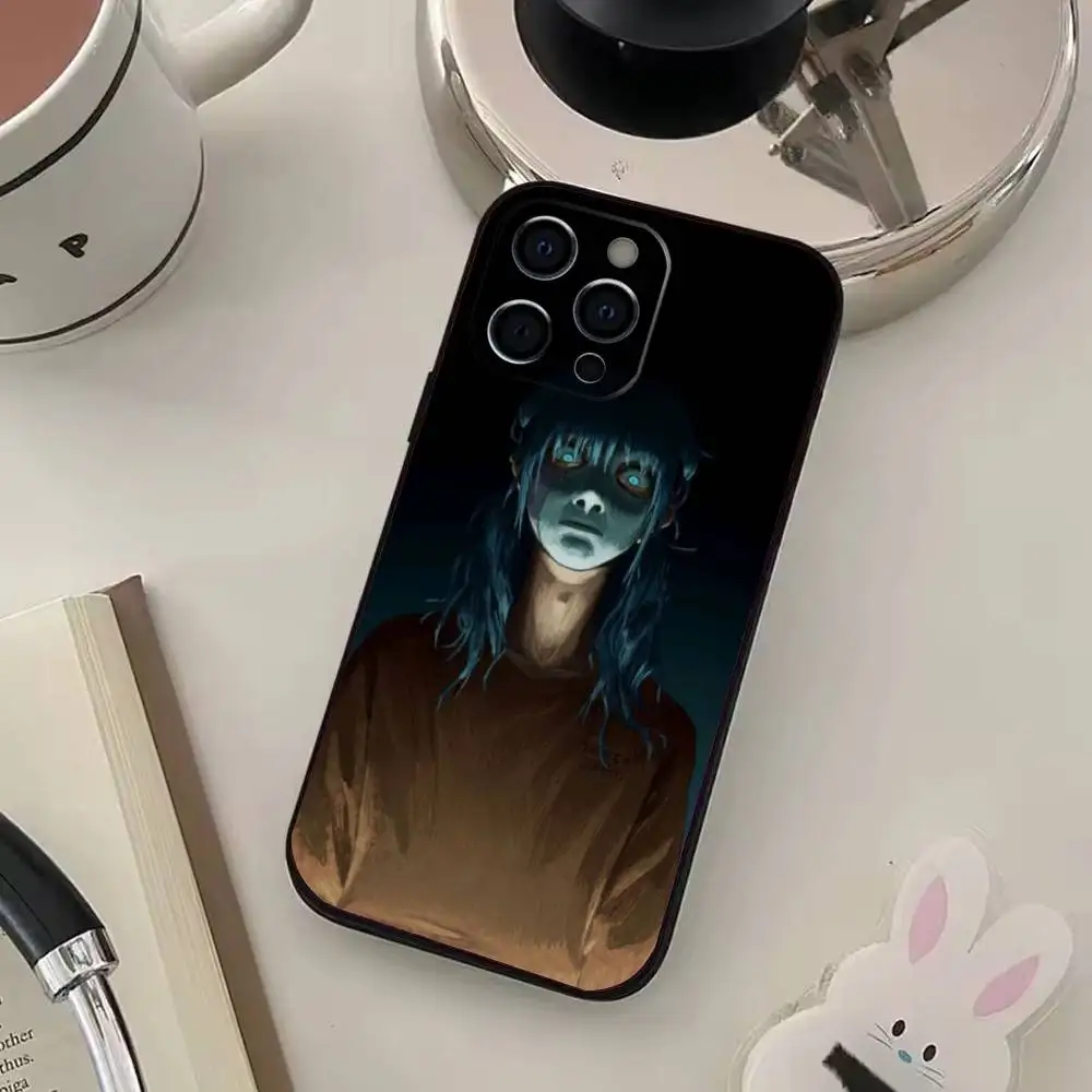 حافظة هاتف كارتون S-Sally Face SF لهاتف iPhone17,16,15,14,13,12,11 Plus، Pro Max غطاء أسود ناعم