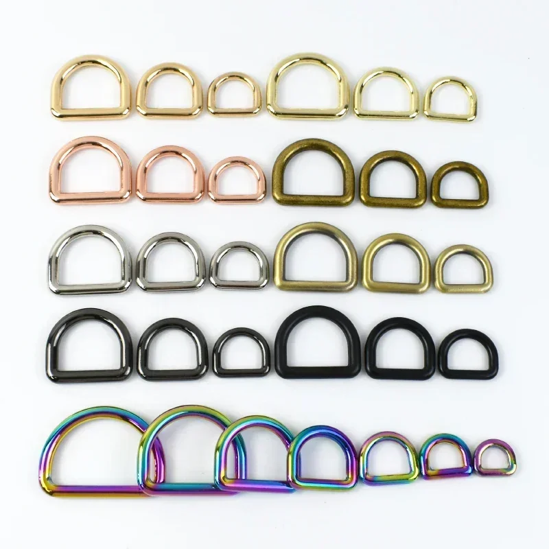 10Pcs 10-50mm D Ring Metal Buckles Pet Collar Hardware Carabiner Clips Hook Bag Webbing Strap Connecting Loop Clasp Accessories