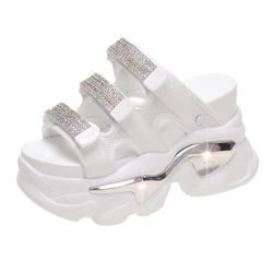 10.5cm Summer Women Slippers Flip-Flops Ladies Beach Bling Shoes Wedge Heels Shoes Woman High Platform Slippers Outside Sandals