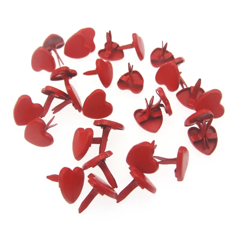 200 Pcs Gold/Red Creative Heart-shaped Metal Pins Brooches Set Home Kindergarten Handmade Paper Crafts Decoration Supplies