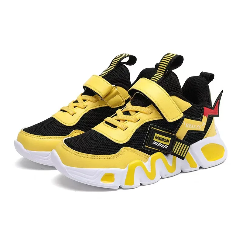 Buty dla dzieci z motywami z kreskówek dla chłopców, siateczkowe sneakersy, dziecięce buty sportowe na co dzień, buty do biegania dla małych chłopców, tenisówki, żółte buty dziecięce, sneakersy dziecięce.