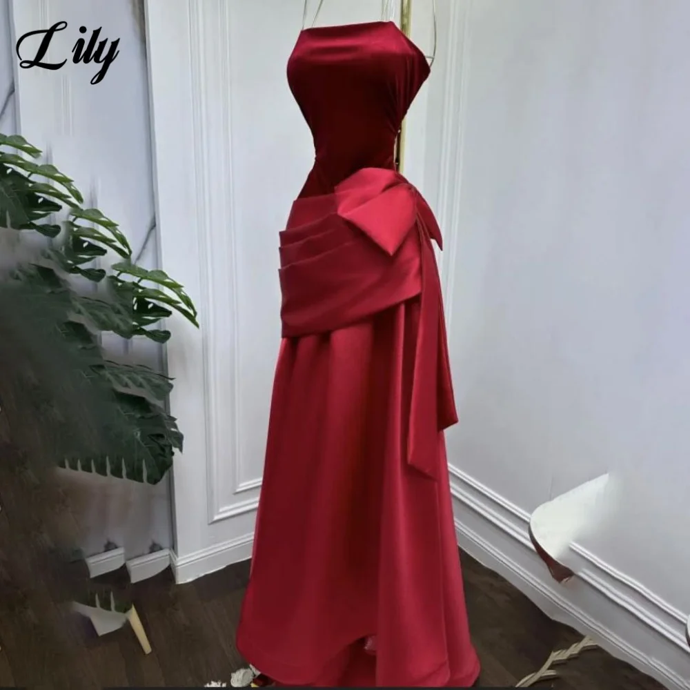 

Красное вечернее платье без бретелек Lily Вечернее платье со складками и русалкой без рукавов гала-платье فساتين السهرة Customized