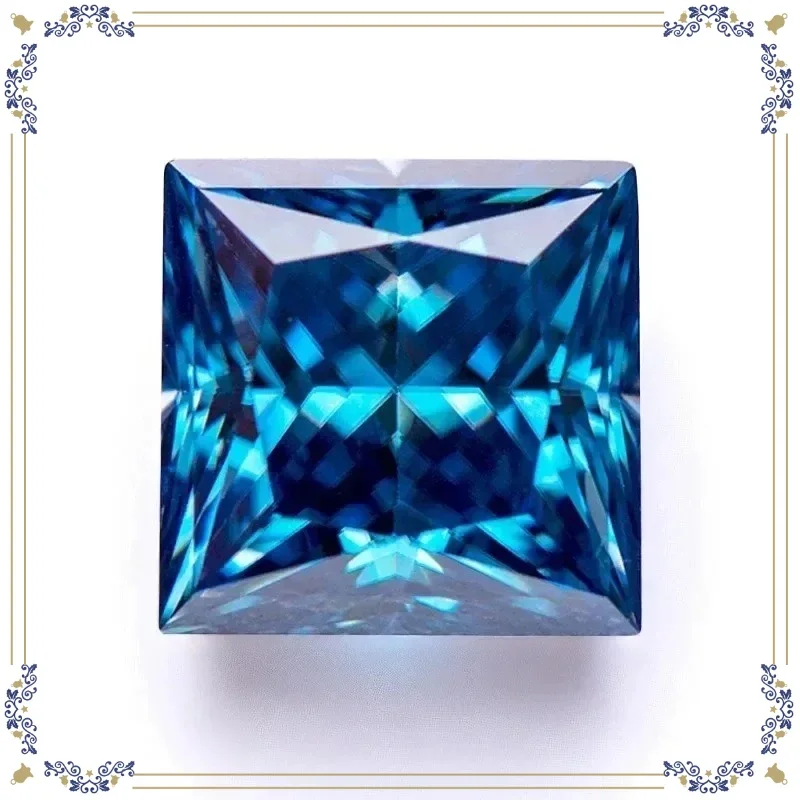 

L-Moissanite Stone Sapphire Blue Color Princess Cut Gemstone For Jewelry Making Material Lab Grown Advanced With GRA Certificate