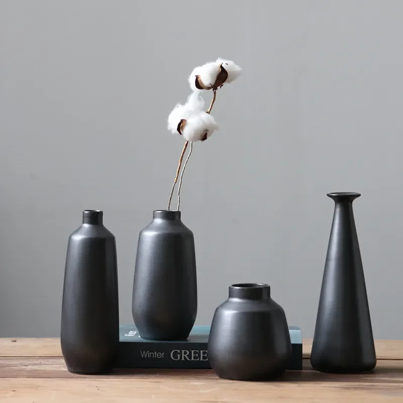 for Jingdezhen Ceramic Vase Black and White Creative Flower Ware Simple Living Room Flower Arrangement Container Ornament