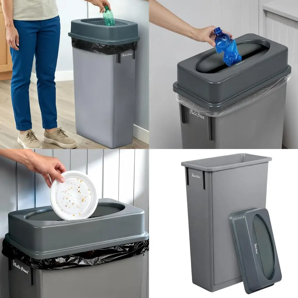

23 Gallon Swing-Top Waste Bin - Commercial Gray for Home, Kitchen, Office, and Restaurant Use